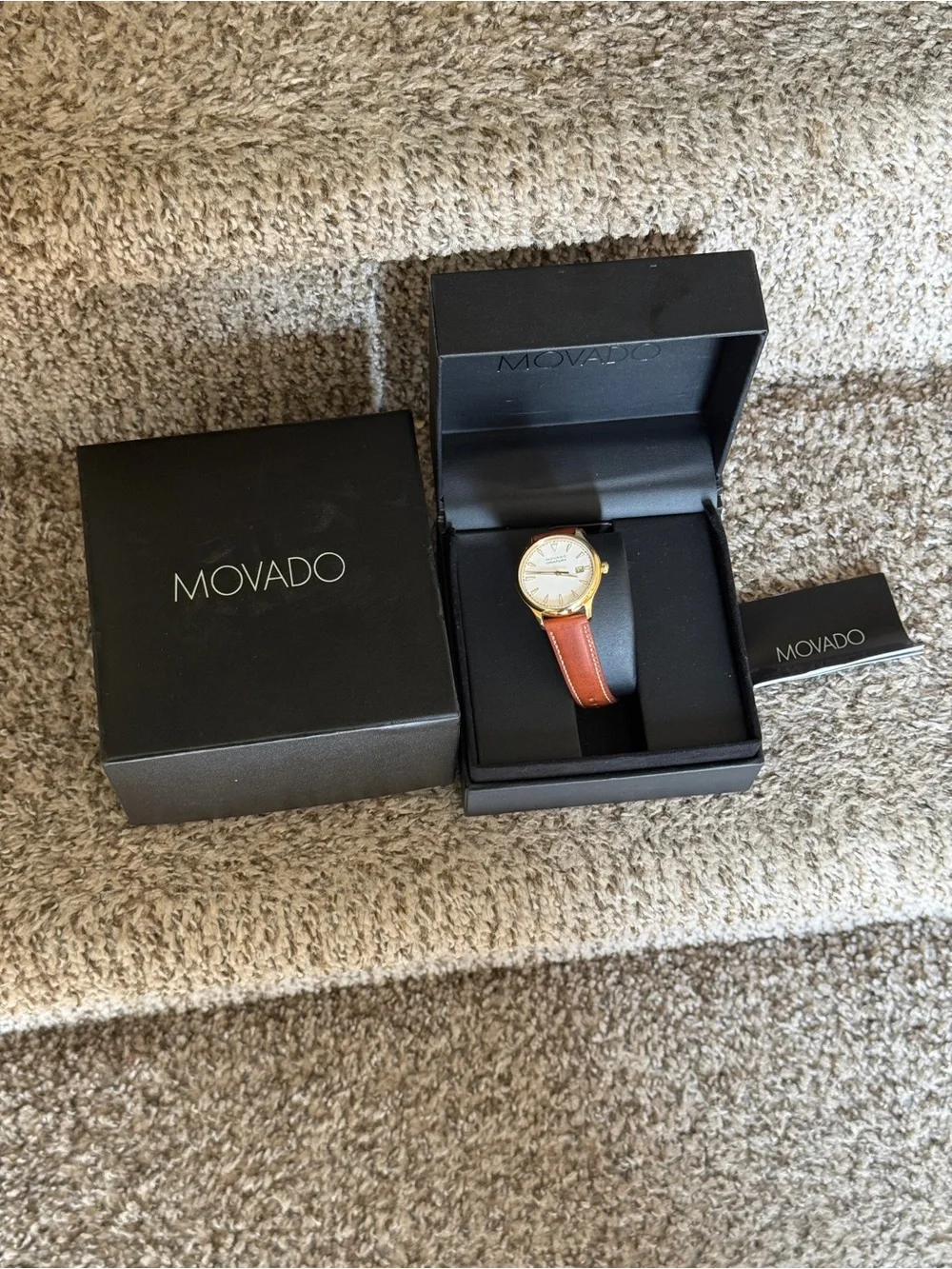 MOVADO Heritage Calendoplan Ivory Dial brown Leather Strap Men's Watch